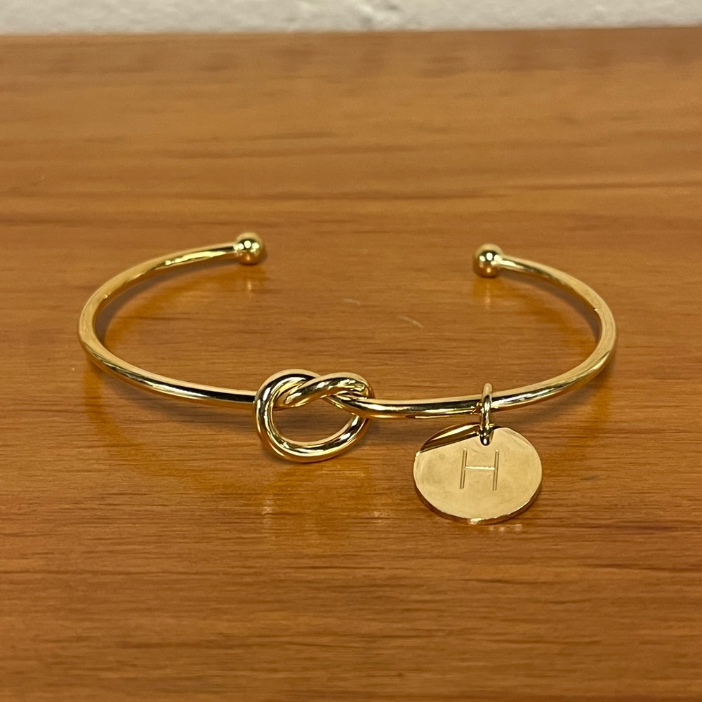 Initial “H” Knot Bangle Bracelet